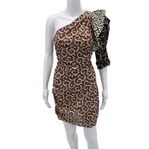 Isabel Marant Women Bodycon Mini Dress Black Cotton Zip Paisley Size 42